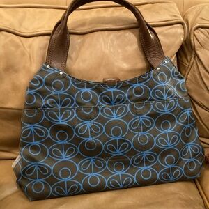 Orla Kiely Brown and Blue Patterned Women's Bag